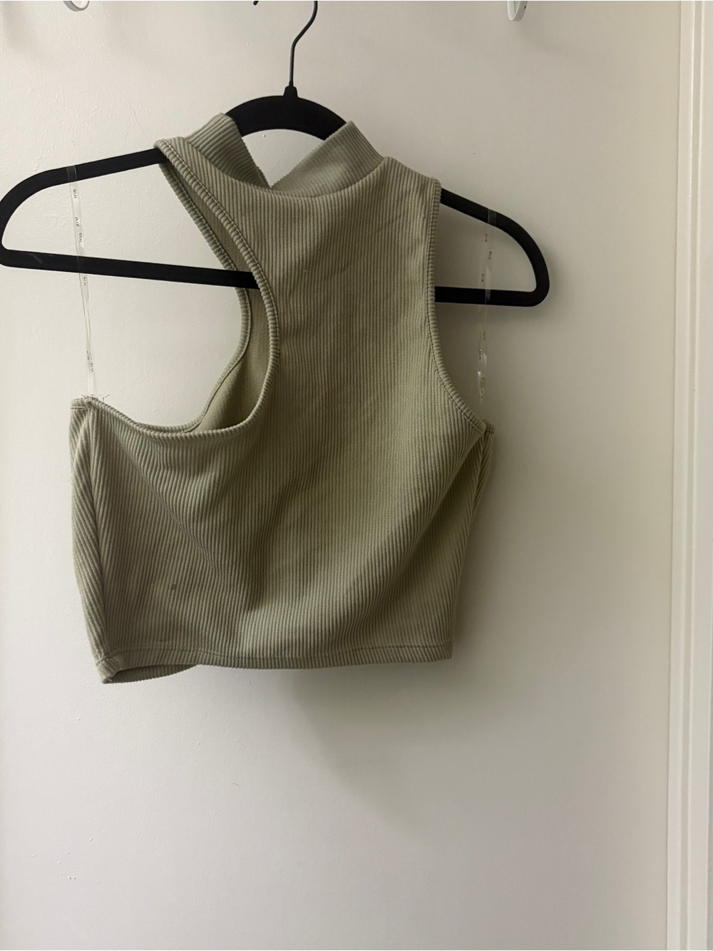 Sage Ribbed Racerback Crop Top - Picture 2 of 7